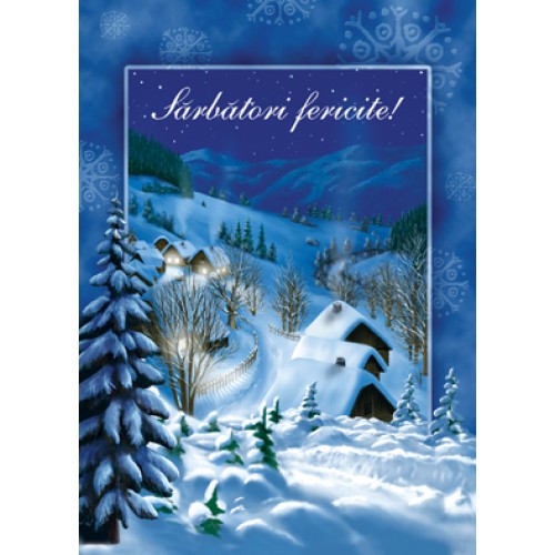 Felicitare Craciun peisaj iarna