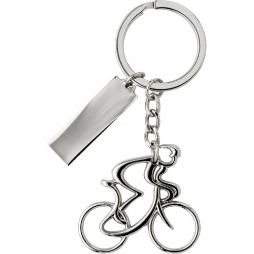 Breloc nichelat in forma de ciclist