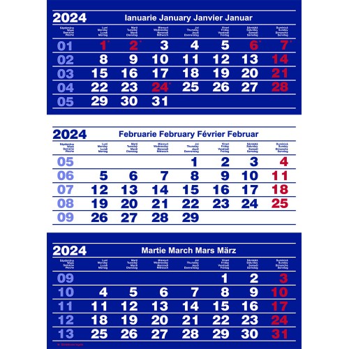 Calendar triptic cu spirala - Classic