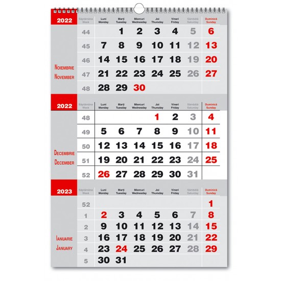 Calendar Triptic doua culori 2022