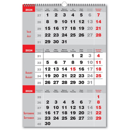 Calendar Triptic doua culori 2024