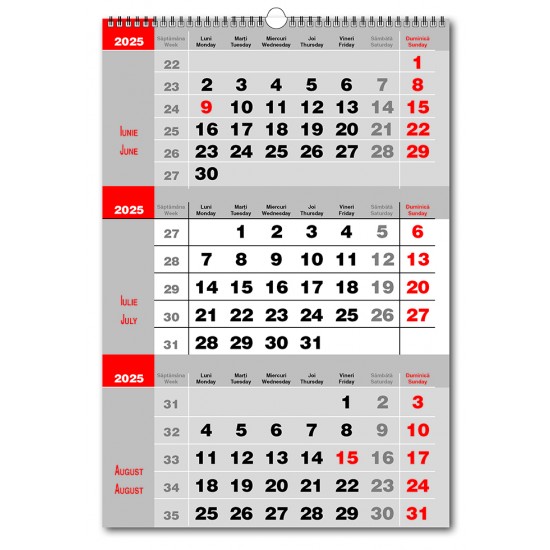 Calendar Triptic doua culori 2025