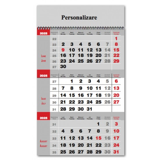 Calendar Triptic doua culori 2025