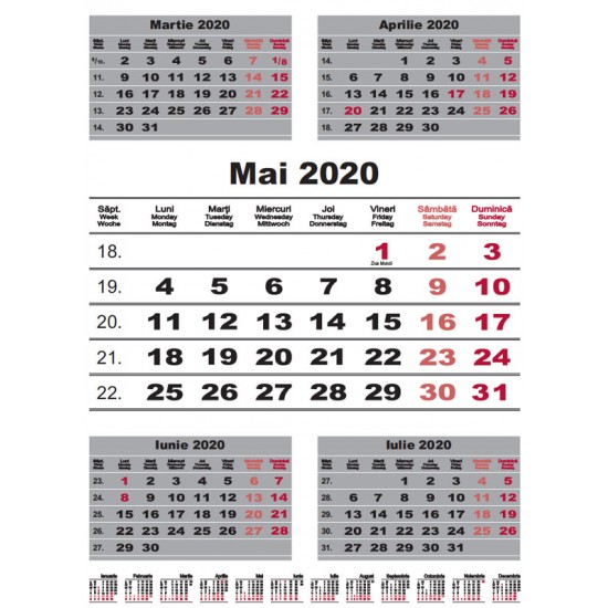 Calendar triptic drept cu spirala - Business