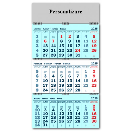 Calendar Triptic pliabil 2025