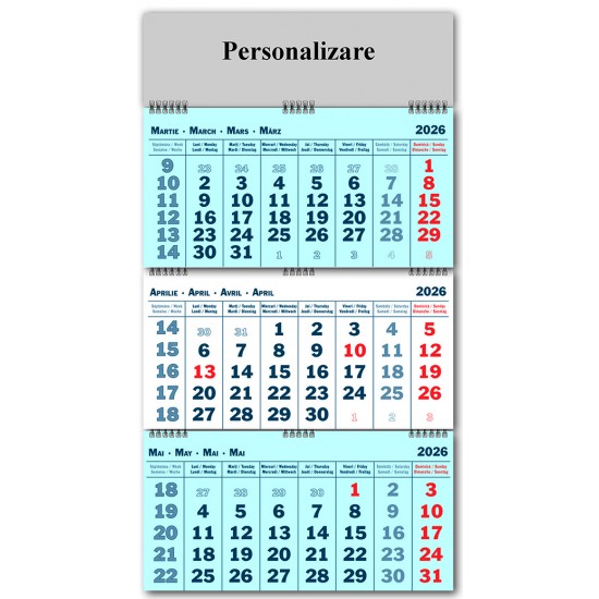 Calendar Triptic pliabil 2026