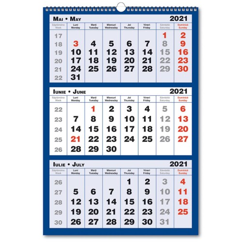 Calendar Triptic trei culori 2021