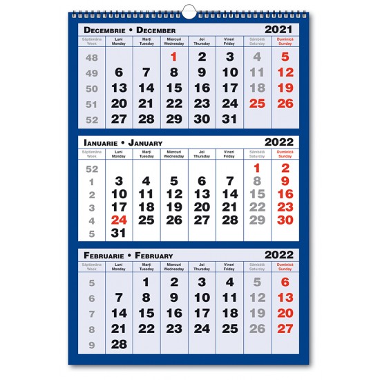 Calendar Triptic trei culori 2022
