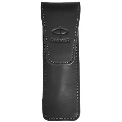 Etui piele Parker Black- cu cusatura alba