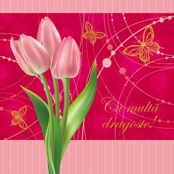 Felicitare Cu multa dragoste! lalele roz