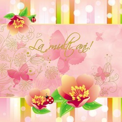 Felicitare La multi ani! flori si buburuze