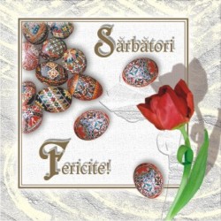 Felicitare Paste - lalea, oua Felicitare Paste - lalea, oua