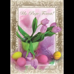 Felicitare Paste - lalele, oua colorate Felicitare Paste - lalele, oua colorate