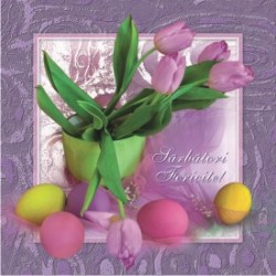 Felicitare Paste - lalele, oua colorate Felicitare Paste - lalele, oua colorate