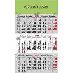 Calendar de perete triptic pliabil gri