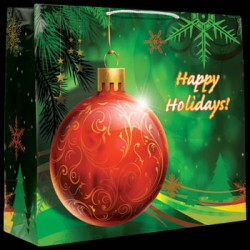 Punga cadou iarna glob rosu pe verde