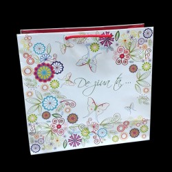 Punga cadou Martie - flori stilizate, fluturi