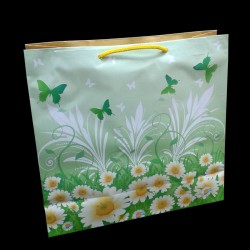 Punga cadou Martie - floricele albe, fluturasi