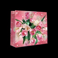 Punga cadou medie, lalele albe, roz