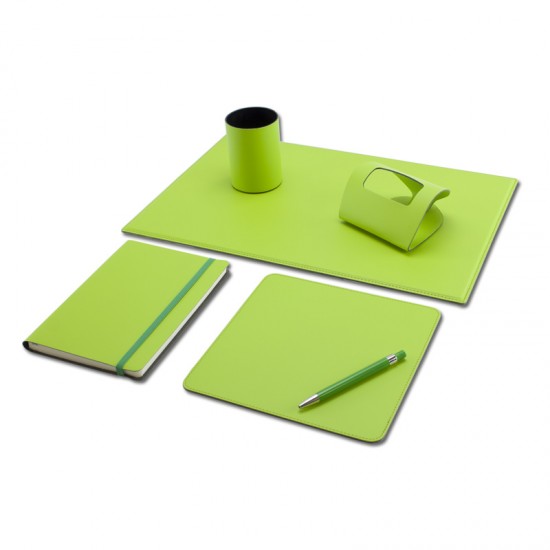 Set birou lux 5 piese Base din piele regenerata Set birou lux 5 piese Base din piele regenerata