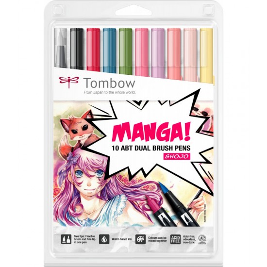 Set markere  10 Culori Tombow - Manga Shojo