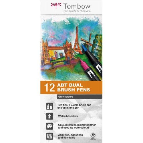 Set markere 12 Culori Tombow - Grey Colours