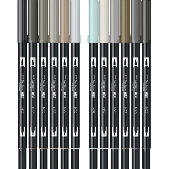 Set markere 12 Culori Tombow - Grey Colours