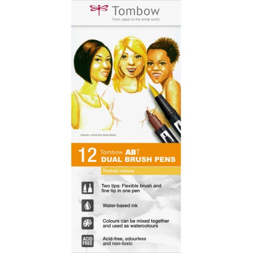 Set markere  12 Culori Tombow - Portrait Colours