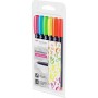 Set markere 6 Fudenosuke neon Tombow